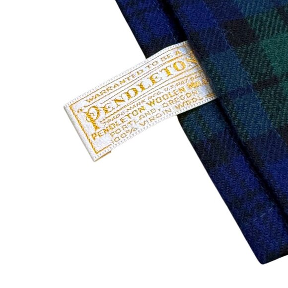 Vintage Pendleton Mens Wool Scarf 79" Green Blue Tartan - Picture 3 of 3